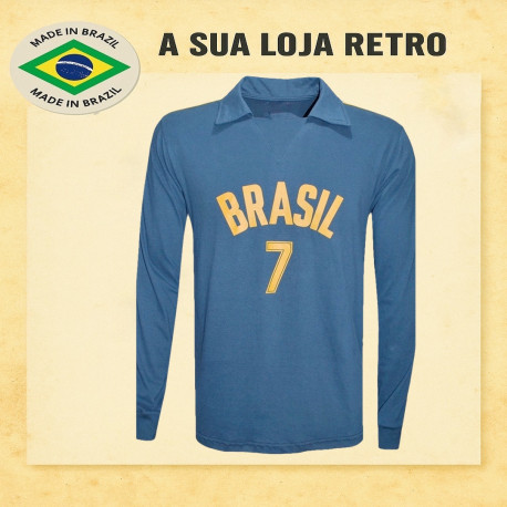 Camisa retrô Brasil azul de Volei ML - 19871978