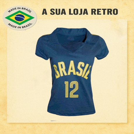 Baby Look retrô Brasil Azul de Volei - 1984