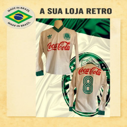 Camisa retrô Palmeiras branca com coca cola