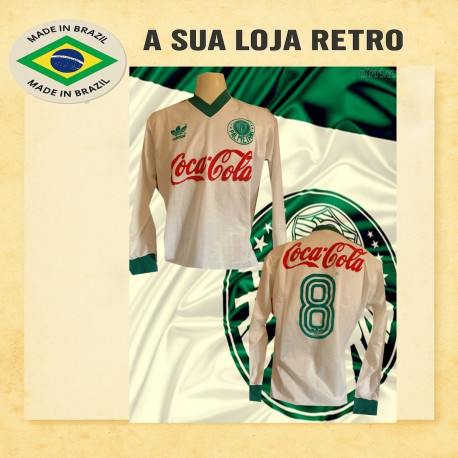 Camisa retrô Palmeiras branca com coca cola