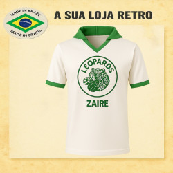 Camisa retrô do Zaire branca -1974