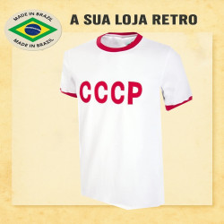 Camisa retrô CCCP gola careca branca - 1960