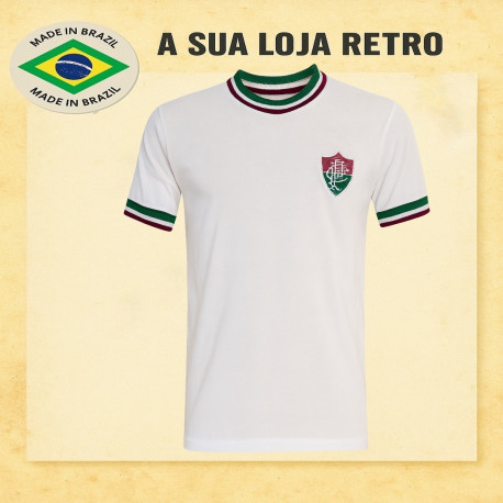 Camisa retrô Fluminense tricolor branca -1975