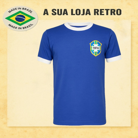Camisa retrô Brasil Azul-1974
