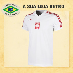 Camisa retrô da Polonia Branca -1974
