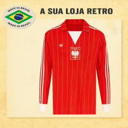 Camisa retrô Polonia logo vermelha ML -1978