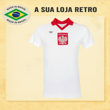 Camisa retrô da Polonia Branca -1982