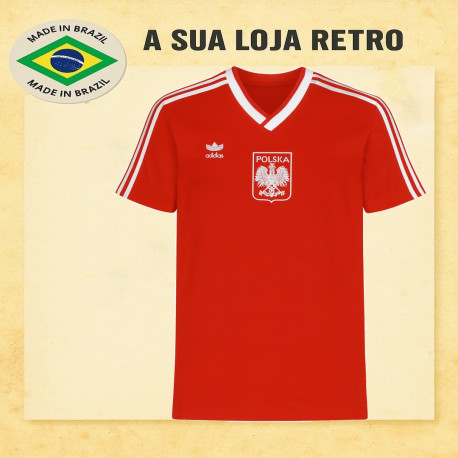 Camisa retrô da Polonia vermelha -1986