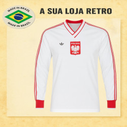 Camisa retrô da Polonia ML branca -1986