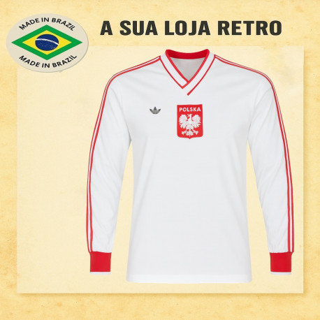 Camisa retrô da Polonia ML branca -1986