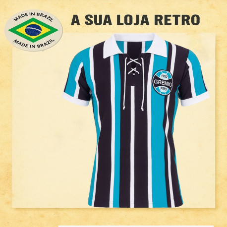 Camisa retrô Grêmio baby look cordinha