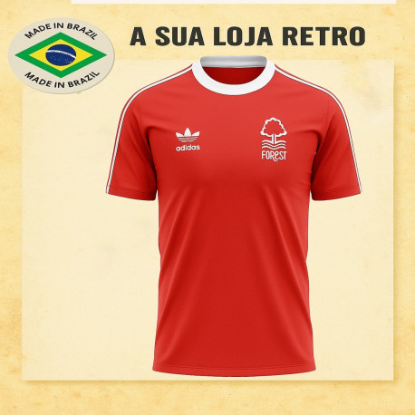 Camisa retrô Nottingham forest Gola Careca Vermelha 