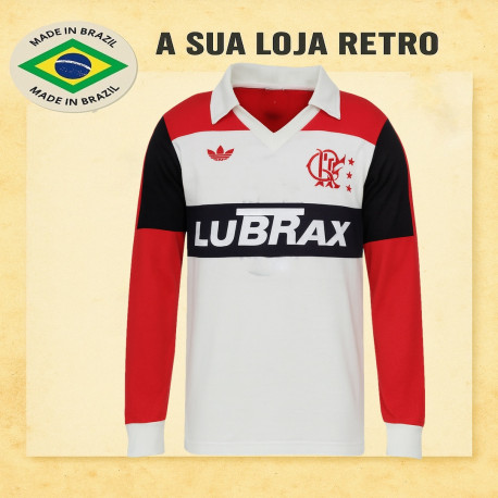 Camisa retrô Flamengo Branca Lubrax