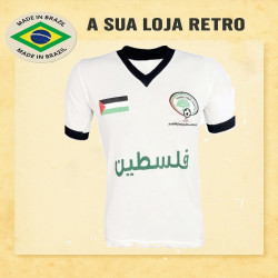 Camisa retrô da Palestina verde gola v