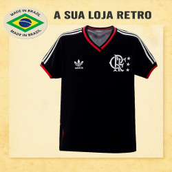 Camisa retrô Flamengo preta comemorativa punhos vermelhos