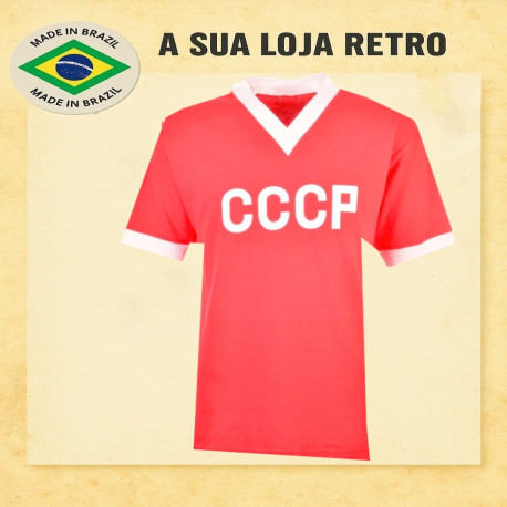 Camisa retrô CCCP vermelha gola V-1980