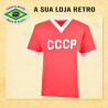 Camisa retrô CCCP vermelha gola V-1980