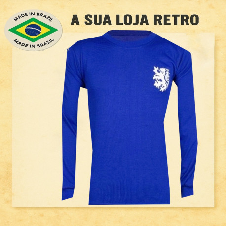 Camisa retrô Holanda goleiro azul ML - 1970