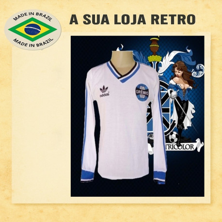 camisa retro branca gremio 1983 manga longa