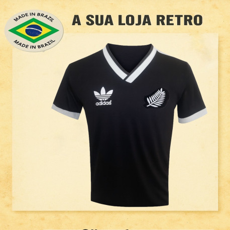 Camisa retrô Nova Zelandia Preta -1982
