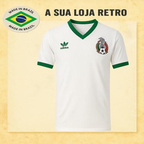 Camisa retrô Mexico branca 1986.