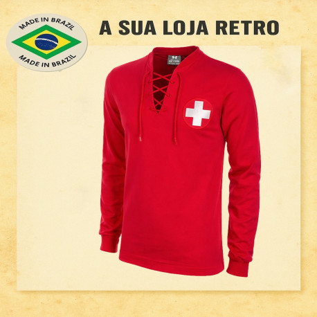 Camisa retrô Suiça cordinha vermelha ML - 1954