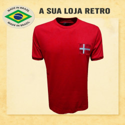 Camisa retrô Dinamarca vermelha -1970