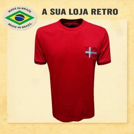 Camisa retrô Dinamarca vermelha -1970