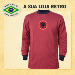Camisa retrô Albania logo vermelha - 1980