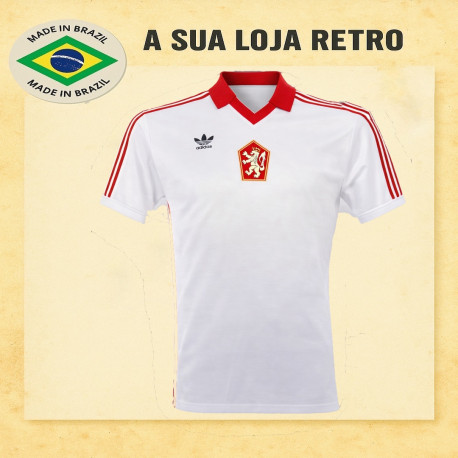 Camisa retrô Tchecoslovaquia logo branca 1982
