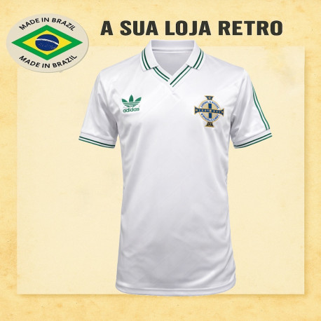 Camisa retrô Irlanda do Norte branca- 1986