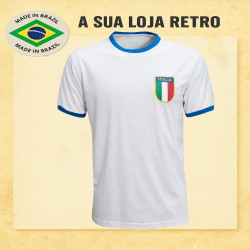 Camisa retrô da Italia gola careca branca - 1962