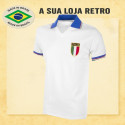 Camisa retrô da Italia Gola Polo Branca - 1982