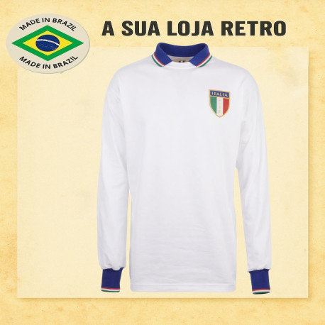 Camisa retrô da Italia Branca ML- 1982