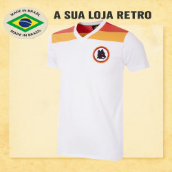 Camisa retrô AS Roma gola V branca 1980 - ITA