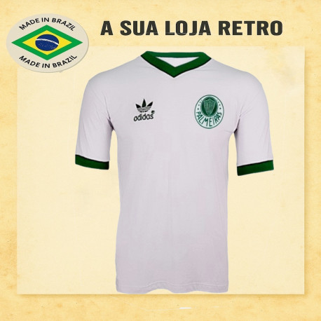 Camisa retrô branca Palmeiras logo 1988.