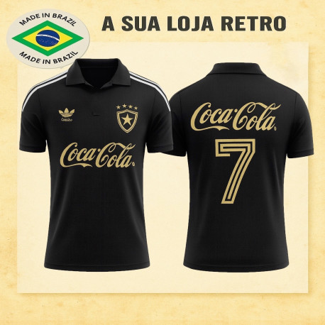 Camisa retrô Botafogo gola polo preta dourada 1988