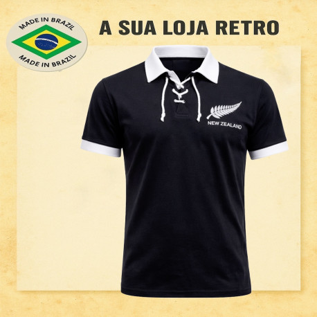 Camisa retrô de rugby All black - cordinha