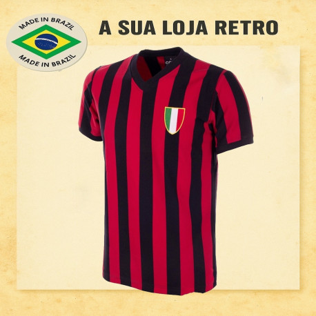 Camisa retrô Milan AC 1970 gola V - ITA