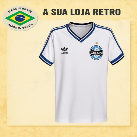 Camisa retrô Grêmio branca comemorativa