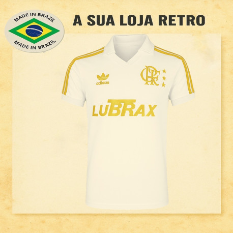 Camisa retrô Flamengo logo branca dourado comemorativa