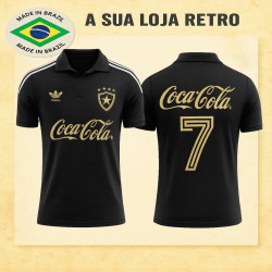 Camisa retrô Botafogo gola polo preta dourada 1988