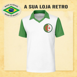 Camisa retrô da Algeria branca e verde - 1980