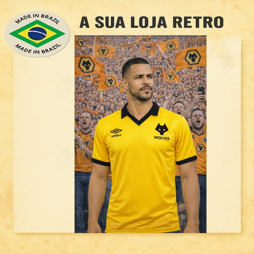 Camisa retrô. Wolverhampton Wanderers F.C. 1984